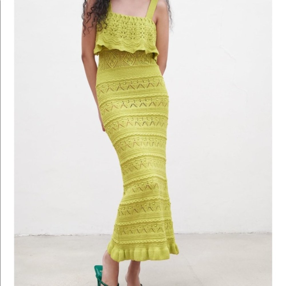 Zara long knit dress Green M - Picture 14 of 16